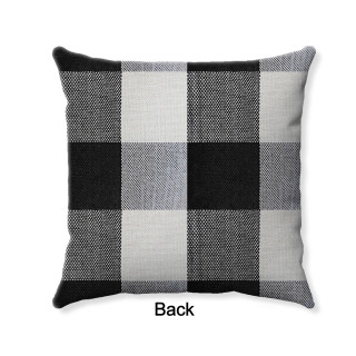 Buffalo Check Plaid Gingham Plaid Black and Ivory Double Sided Reversible Decorative Throw Pillow